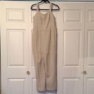 Old Navy Sleeveless Cream Linen Wide-Leg Jumpsuit Size M Women’s